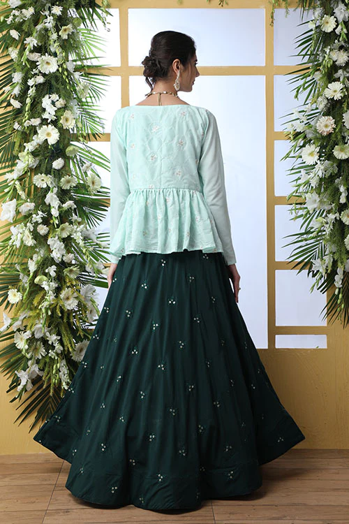 Beautiful Printed Lehenga Choli With Koti – Cygnus Fashion