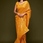 Georgette Multi Color Thread With Multi Sequence Work Saree