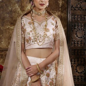 Peach Silk Chic: Stylish Indian Lehenga Choli Set - BUYON