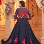 Navy Blue Stylish Embroidered Koti Style Chaniya Choli - BUYON