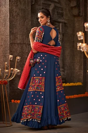 Blue Thread Embroidered Chaniya Choli for Indian - BUYON