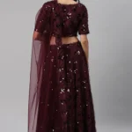 Velvet Bliss: Purple Sequins Wedding Lehenga Choli - BUYON