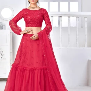 Rani Pink Stylish Net Lehenga Choli - BUYON