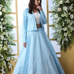 Koti Style Lehenga Choli Collection in Sky Blue - Buyon