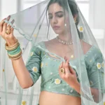 Sparkling Turquoise Green Net Thread Lehenga Set - BUYON