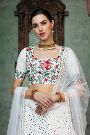 Ivory Sequins Bliss: White Lehenga Choli Collection - BUYON