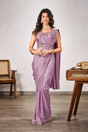 Georgettes Stunning Embroidery And Sequins Work Saree