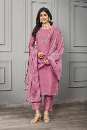 Pink Cotton Silk With Organza Embroidery Salwar Kameez