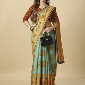 Premium Natural Silk High Definition Jacquard Zari Digital Printed Sarees