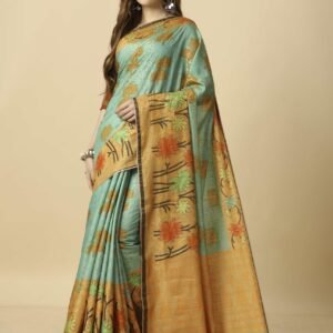 Premium Natural Silk High Definition Jacquard Zari Digital Printed Sarees