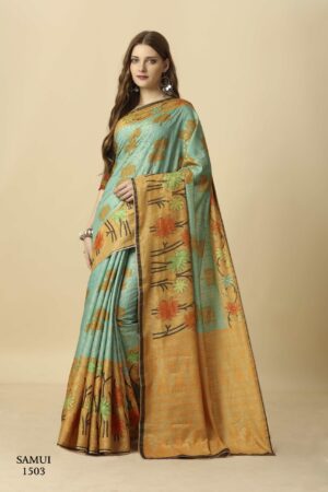 Premium Natural Silk High Definition Jacquard Zari Digital Printed Sarees