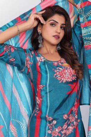 Women Muslin Digital Print Handwork Embroidery Sequence Work Salwar Kameez