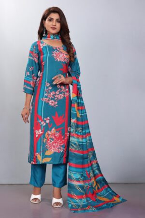 Women Muslin Digital Print Handwork Embroidery Sequence Work Salwar Kameez