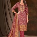 Women Muslin Digital Print Handwork Embroidery Sequence Work Salwar Kameez - Maroon