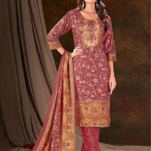 Women Muslin Digital Print Handwork Embroidery Sequence Work Salwar Kameez - Maroon