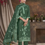 Women Viscose And Jacquard Butta Zari Embroidered Salwar Kameez - Green