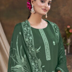 Women Viscose And Jacquard Butta Zari Embroidered Salwar Kameez - Green