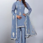 Women Viscose And Jacquard Butta Zari Embroidered Salwar Kameez - Sky Blue