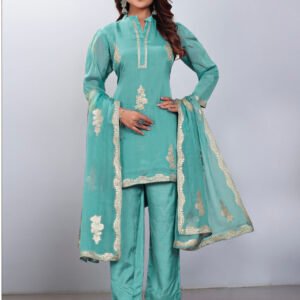 Jacquard Butta Zari Embroidered Salwar Kameez - Green