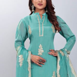 Jacquard Butta Zari Embroidered Salwar Kameez - Green