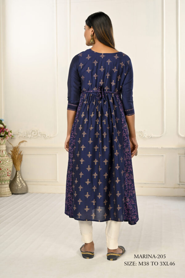 Purple Cotton With Handprint Embroidered Kurtis - BUYON