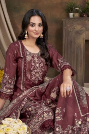 Muslin Digital Print Embroidered Work Salwar Kameez - BUYON