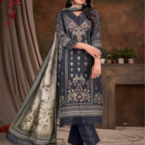 Blue Digital Print Embroidered Work Salwar Kameez - BUYON