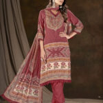 Orange Muslin Digital Print Embroidered Work Salwar Kameez