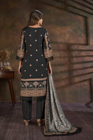 Digital Print Embroidered Work Black Salwar Kameez - BUYON