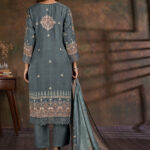 Teal Blue Digital Print Embroidered Work Salwar Kameez - BUYON