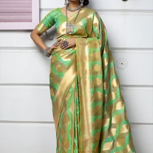 Weaving Silk Exclusive Green Banarasi Saree - BUYON