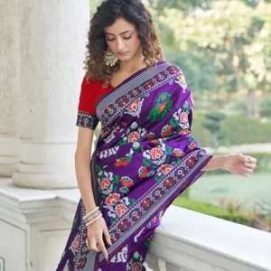 Wine Patola Weaving Silk Saree - BUYON