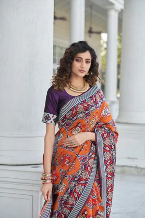 Purple Zari Work Patola Weaving Silk Saree - BUYON