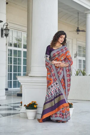 Purple Zari Work Patola Weaving Silk Saree - BUYON