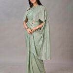 Green Saree Shimmer Georgettes With Designed Embroidery - BUYON