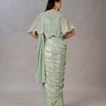 Green Saree Shimmer Georgettes With Designed Embroidery - BUYON