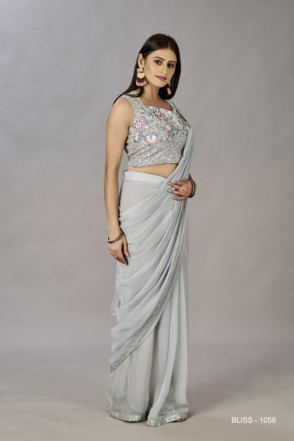 Georgette Fabric With Exquisite Embroidery Saree - BUYON