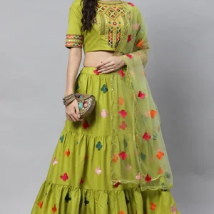 Exclusive Cotton Multi Embroidered Work Lehenga - BUYON