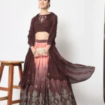 Brown Printed Work Ethnic Lehenga Choli - BUYON