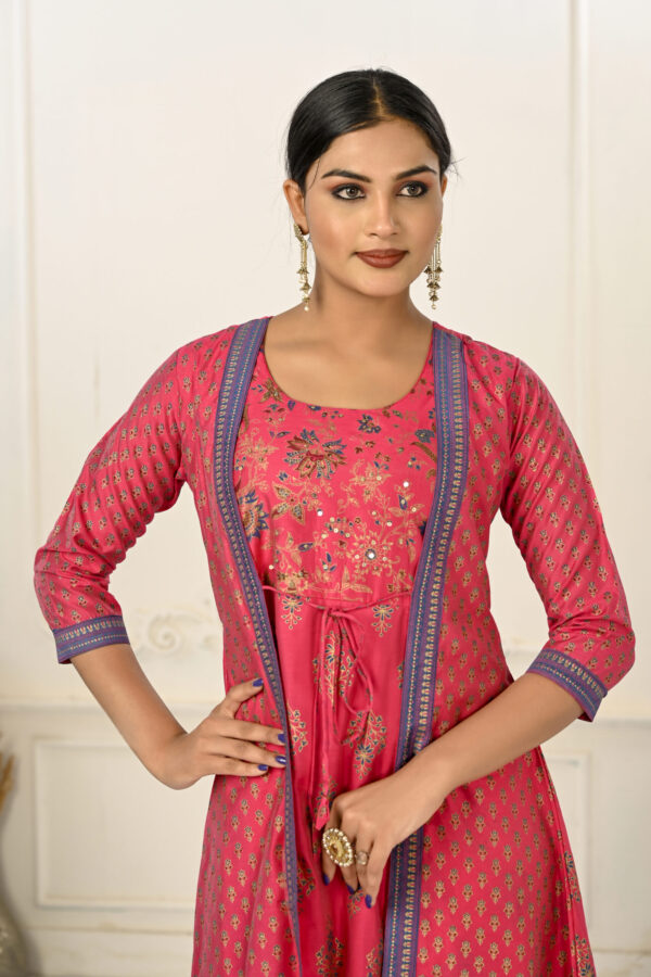 Red Cotton Kurti With Handprint And Light Embroidery