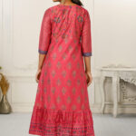 Red Cotton Kurti With Handprint And Light Embroidery