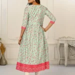 Light Green Cotton Handprint Embroidered Kurtis - BUYON