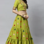 Exclusive Cotton Multi Embroidered Work Lehenga - BUYON