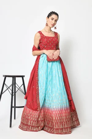 Multi-Color Foil Printed Designer Lehenga Choli - BUYON