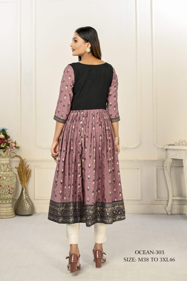 Purple Cotton Handprint Embroidered Kurtis - BUYON