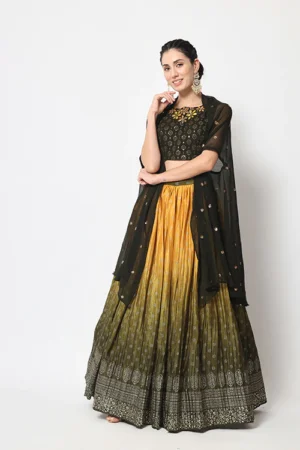 Olive Green Color Designer Lehenga Choli Party Wear - BUYON