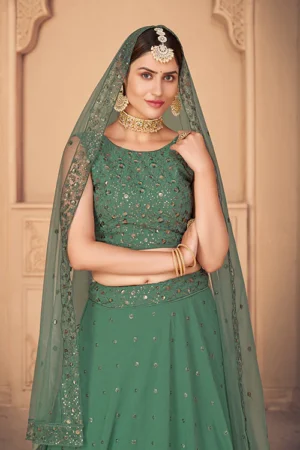 Green Indian Style Festival Lehenga Choli - BUYON