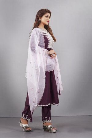 Purple Muslin Silk Lucknowi Style Salwar Kameez - BUYON