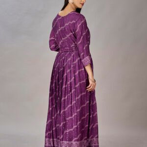 Purple Muslin Silk Embroidered With Sequins Gown