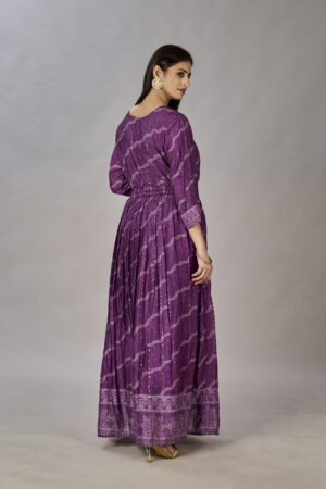 Purple Muslin Silk Embroidered With Sequins Gown